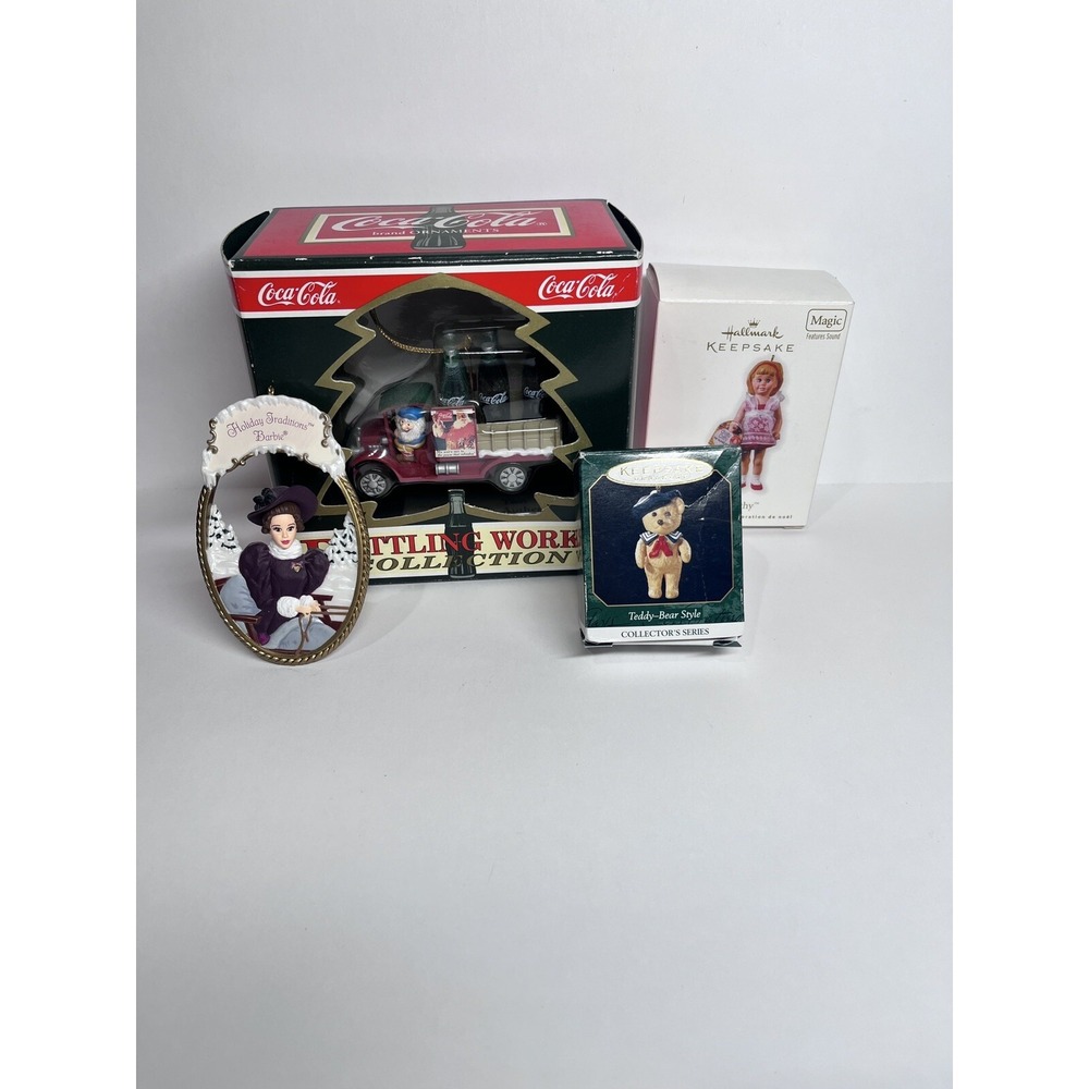 Vintage Ornament Lot Barbie Chatty Cathy Coca Cola Hallmark